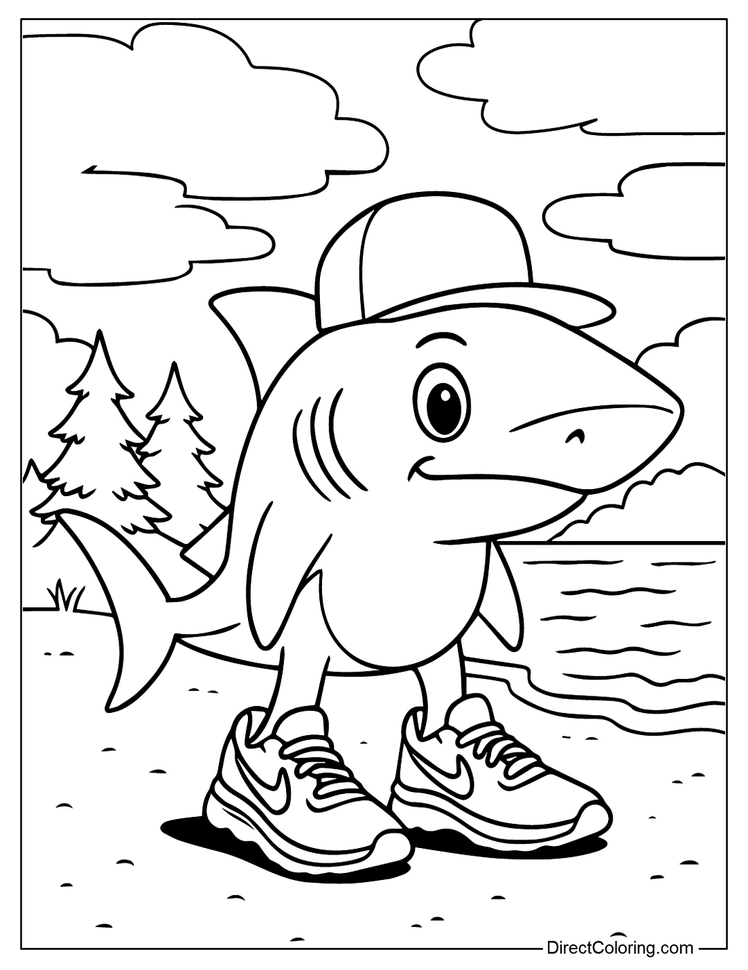 Tralalero Tralala Smiling Coloring Page